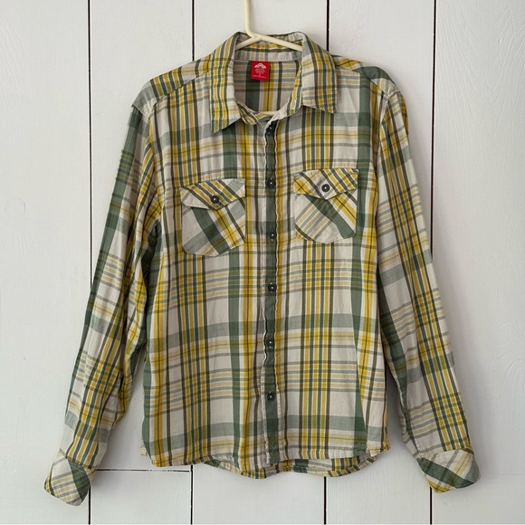 Eastern Mountain Sports Other - EMS Eastern Mountain Sports Plaid Flannel Shirt Sz S Green Yellow Grunge